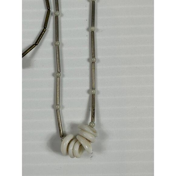 3-Vintage Native‎ American Silver Color Beaded Necklace 16 In - Picture 2 of 5